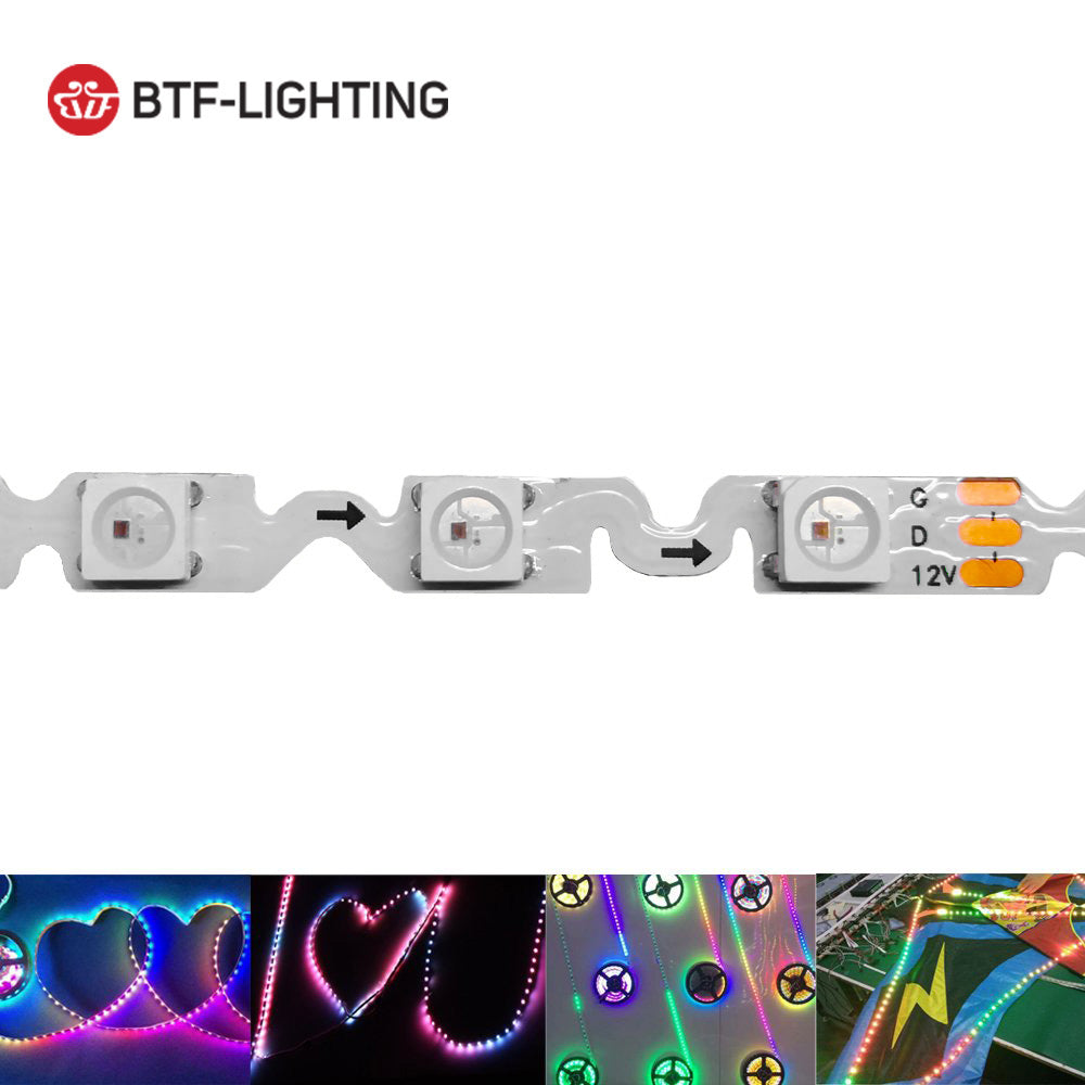 WS2811 LED Pixels Strip 30/48/60/96/144leds/m Addressable DC12V –  BTF-LIGHTING