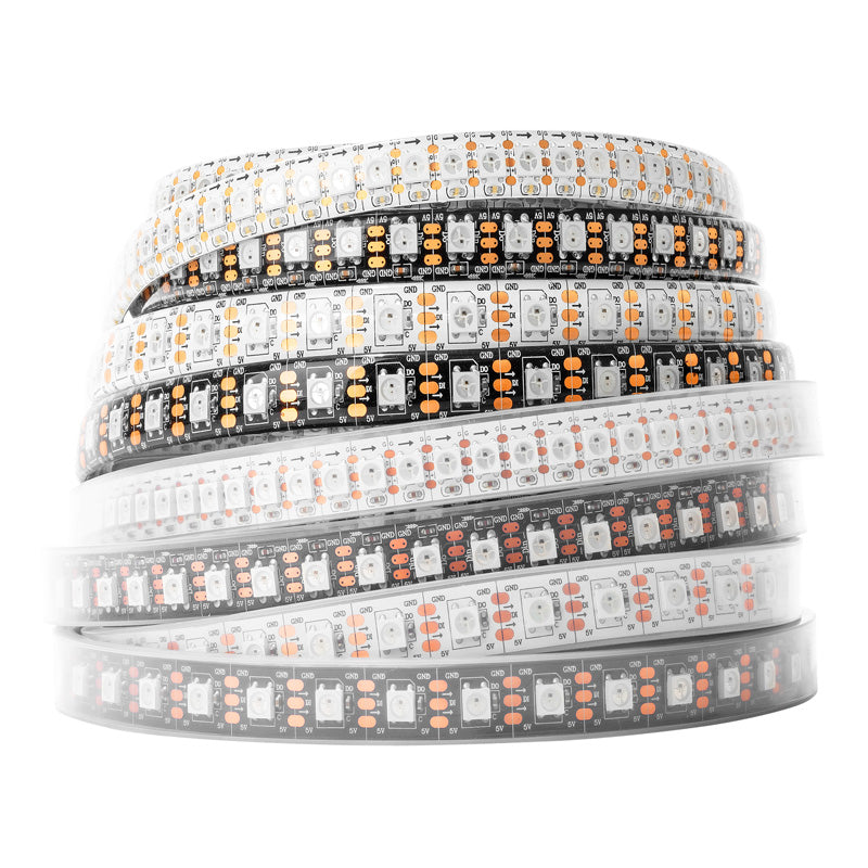 WS2812B RGB IC 5050SMD Pure Gold Led Pixel Strip Flexible Full Color 30/60/74/96/100/144 pixels/leds/m DC 5V