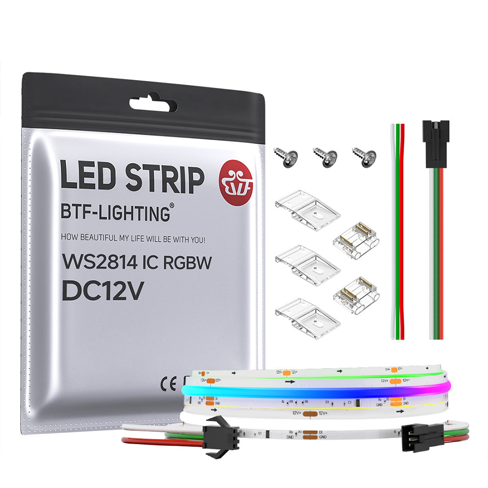 FCOB SPI RGBW IC WS2814 SK6812 768 LED Addressable Dream Color LED Strip Light Flexible RA90 DC12V 10mm