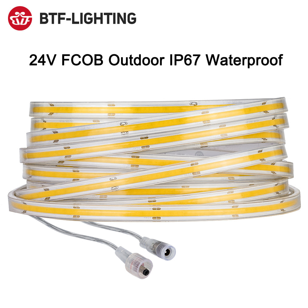 FCOB LED Strip Light IP67 528 640 LEDs High Density FOB RA90 Linear Dimmable Outdoor Waterproof 24V