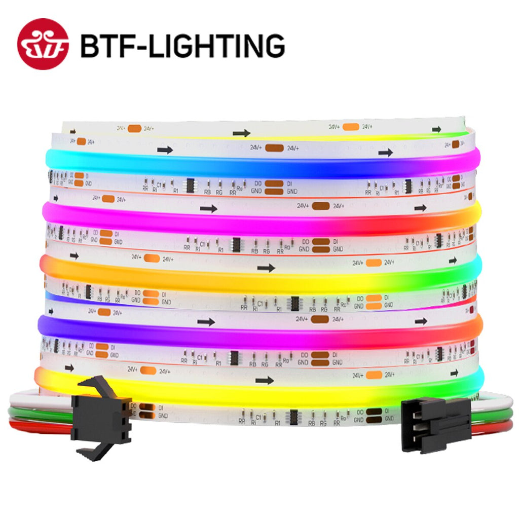 FCOB RGB IC WS2811 Addressable LED Strip 720 630 LEDs High Density Uniform Dream Full Color 12mm 12V 24V