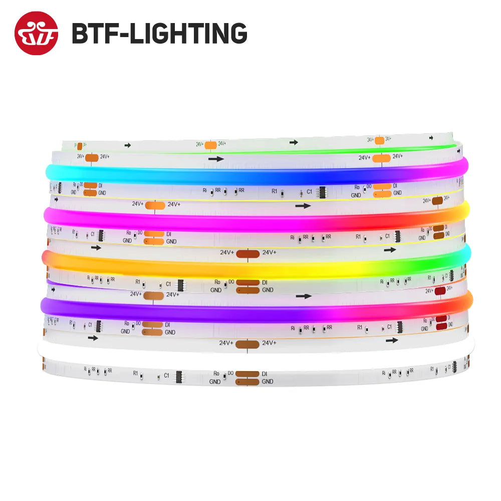 FCOB SPI RGBW WS2814 IC LED Strip Light 784LED/M Addressable Dream Color 10mm DC24V IP30 SK6812 High Flexible FOB COB Lights RA90