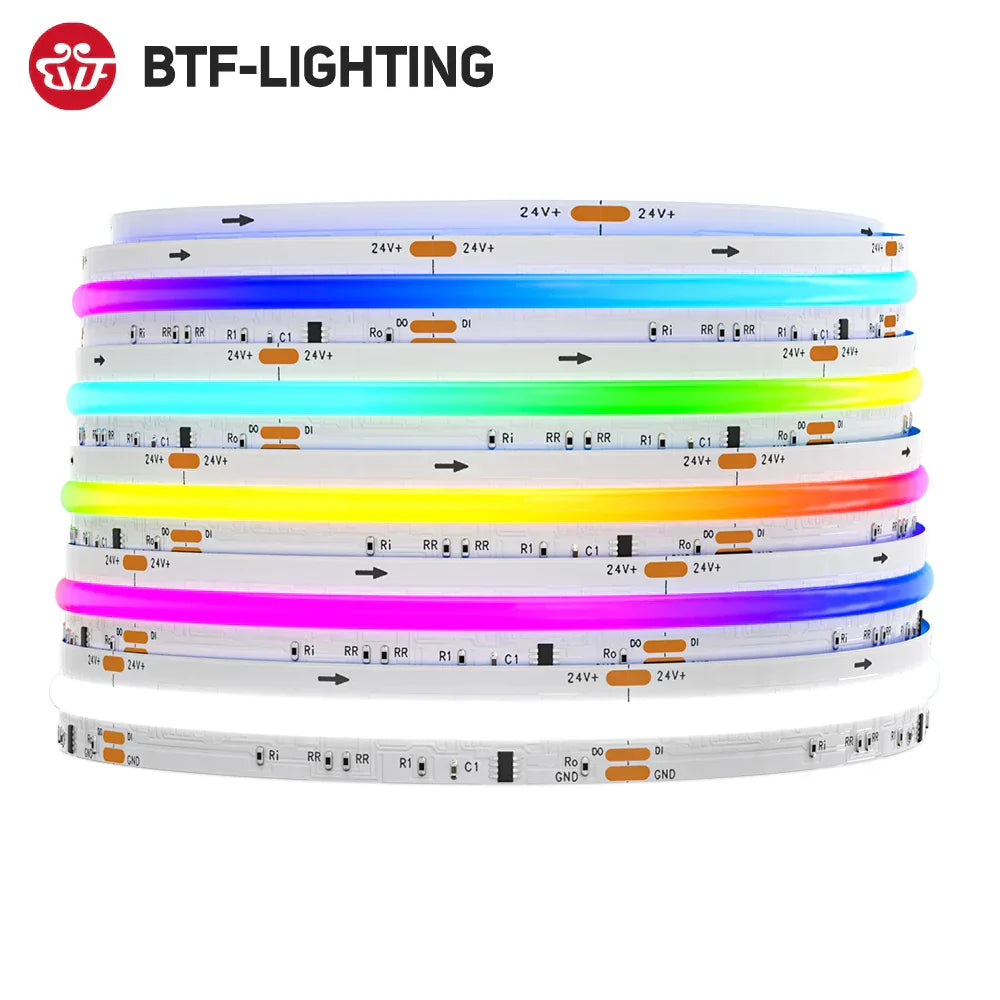 FCOB SPI RGBW WS2814 IC 896LEDs/M Dream Addressable Color Chasing Uniform LED Strip Light DC24V 12mm SK6812 High Flexible FOB COB Lights RA90 IP30