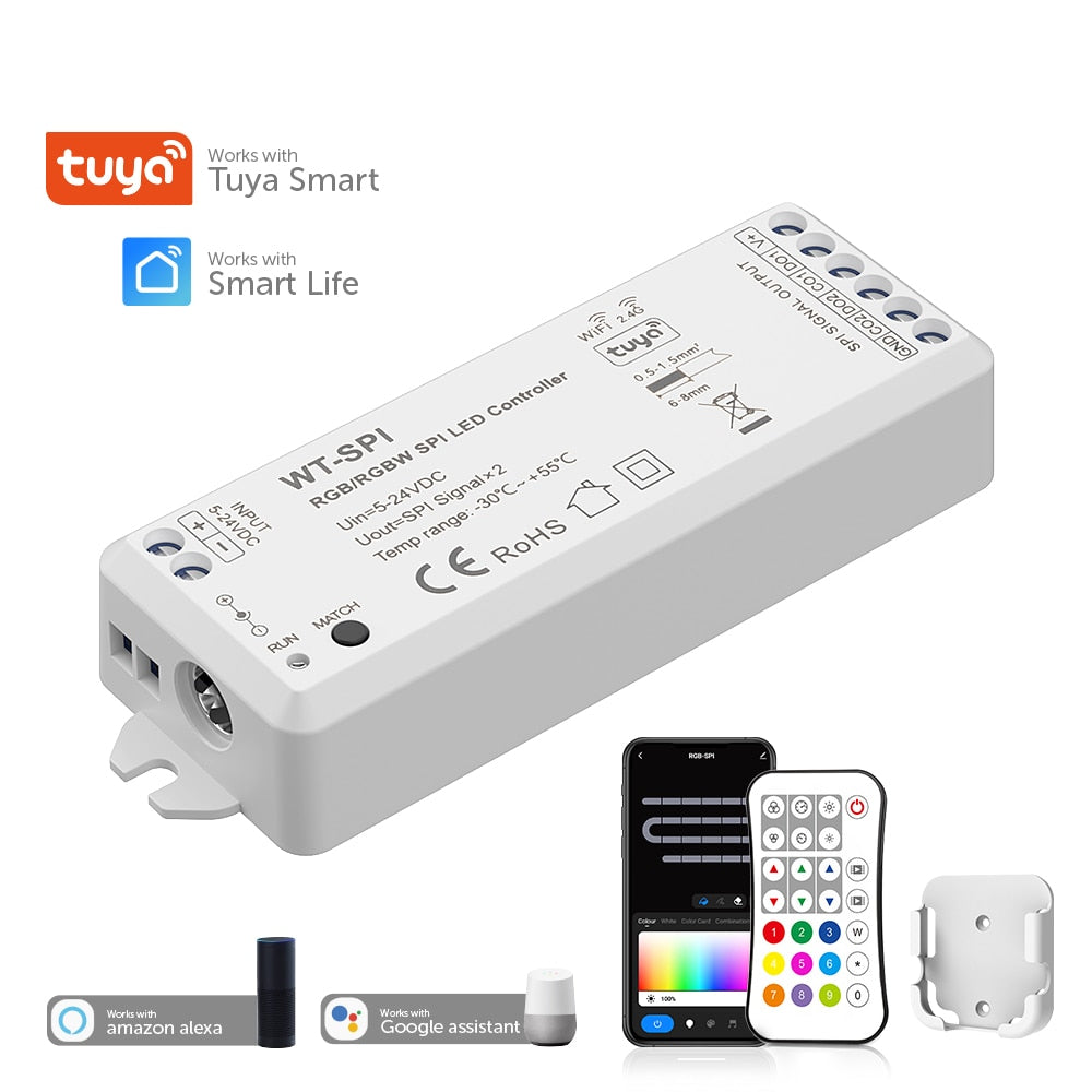 Tuya SPI LED Controller RF27Keys Remote Alexa Google Assistance for WS –  BTF-LIGHTING
