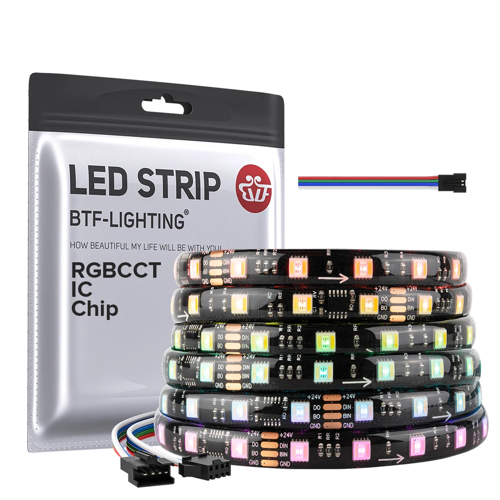 WS2805 Pixels LED Strip Light RGBCCT 5IN1 60LEDs/M Addressable Dual Si –  BTF-LIGHTING